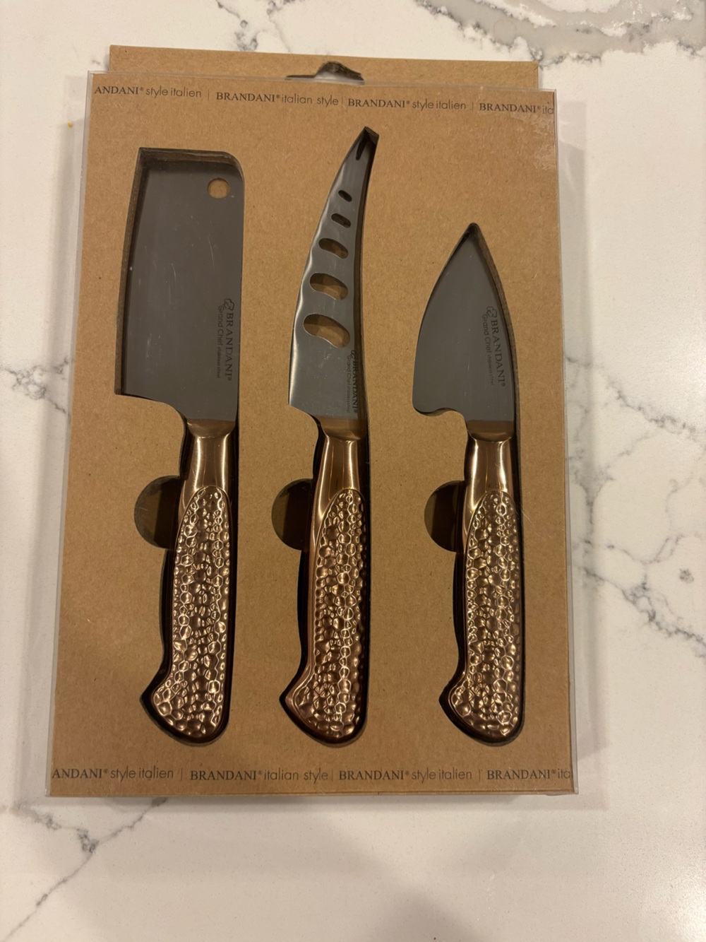 Rose Gold 3-Piece Kitchen Knife Set - Decorative Handles